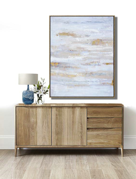 Large Abstract Art,Oversized Abstract Landscape Painting,Hand Made Original Art,Blue,Grey,Gold.etc